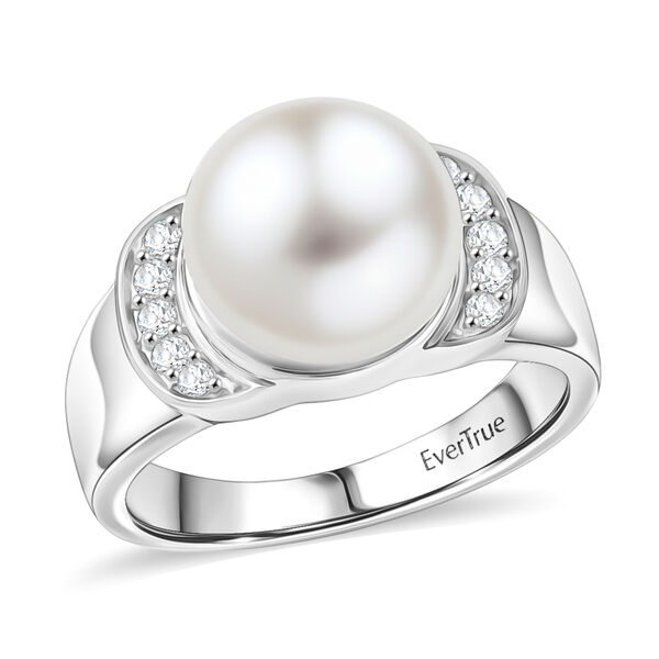 EverTrue S&uuml;&szlig;wasser Perle und Zirkon Ring in Silberton image number 4
