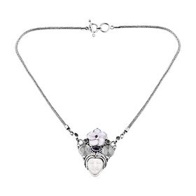 Royal Bali Sajan Silber - Blau Topas, Afrikanischer Amethyst Halskette ca. 50 cm 925 Silber Standard
