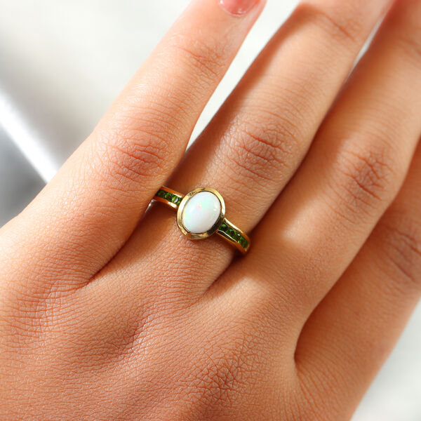 Natürlicher, äthiopischer Opal und natürlicher Chromdiopsid-Ring - 1,10 ct. image number 3
