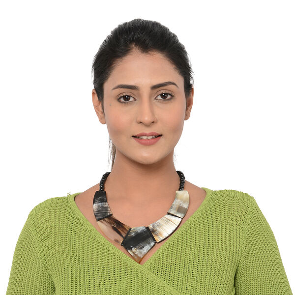 100% echte, nat&uuml;rliche, braune und schwarze B&uuml;ffelhorn-Halskette image number 2