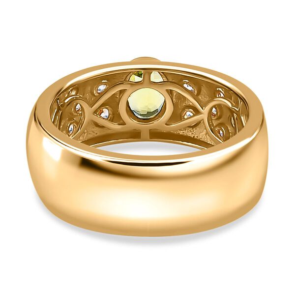 AA Calabar-Turmalin, Weißer Zirkon Ringe 925 Silber Gelbgold Vermeil (Größe 17.00) ca. 0.97 ct image number 6