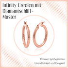 Infinity Creolen mit Diamantschliff-Muster in rosévergoldetem Silber image number 3