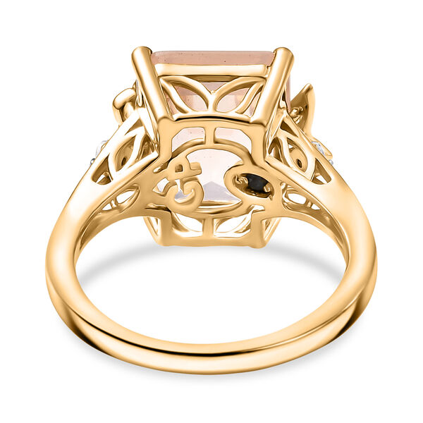 GP - Rosenquarz, Wei&szlig;er Zirkon Ring 925 Silber 750 Gelbgold Vermeil (Gr&ouml;&szlig;e 17.00) ca. 5,86 ct image number 7