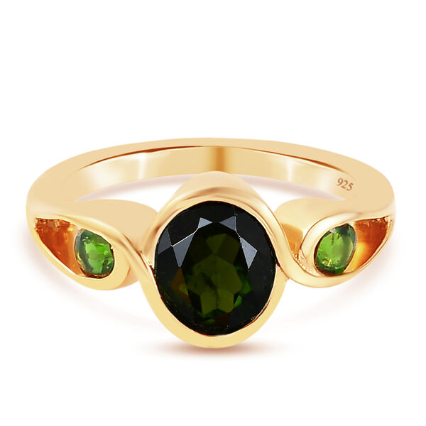 Nat&uuml;rlicher Chromdiopsid Ring 925 Silber vergoldet  ca. 1,54 ct