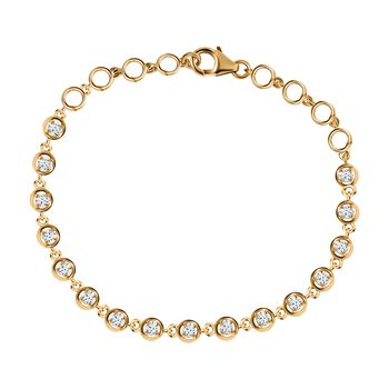 Moissanit 19cm Armband, 925 Silber Gelbgold Vermeil