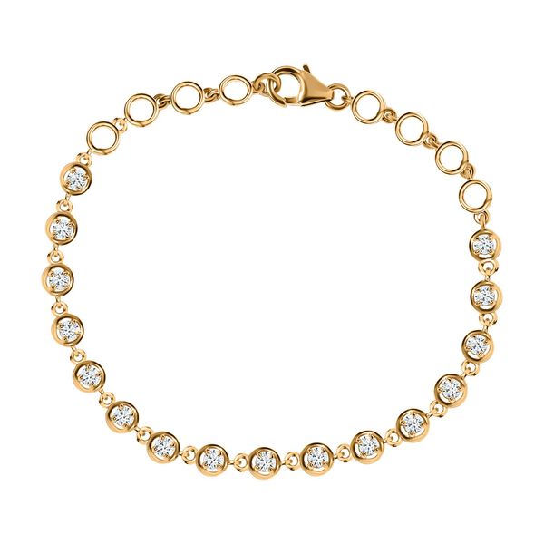 Moissanit 19cm Armband, 925 Silber Gelbgold Vermeil