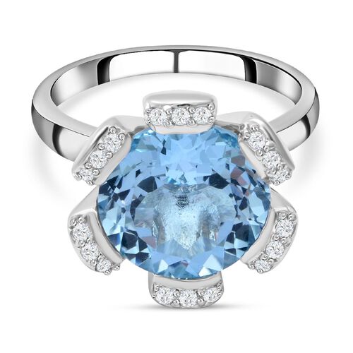 Himmelblauer Topas und Zirkon-Ring - 7,86 ct. image number 0