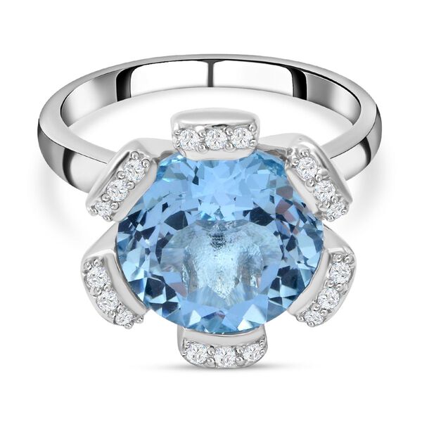 Himmelblauer Topas und Zirkon-Ring - 7,86 ct.