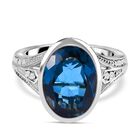 London Blau Topas und weißer Zirkon Ring, 925 Silber platiniert (Größe 19.00) ca. 8.63 ct
