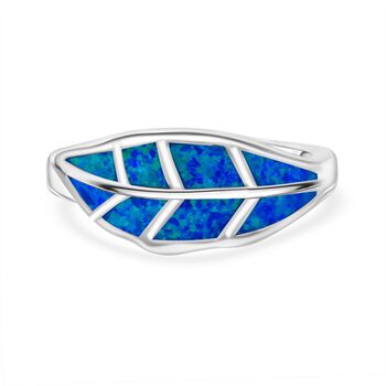 Simulierter Blauer Opal Ring 925 Silber rhodiniert (Gr&ouml;&szlig;e 16.00)