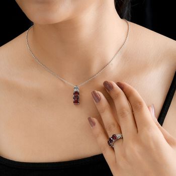 Roter Granat Schmuckset  Edelstahl ca. 5.99 ct