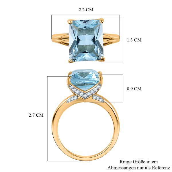 Himmelblauer Topas und weißer Zirkon Ring, ca. 6,12 ct. image number 7