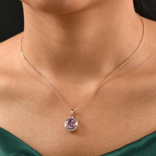 AA Rose De France Amethyst, Weißer Zirkon Schmuckset 925 Silber 750 rosévergoldet ca. 3,09 ct. image number 3