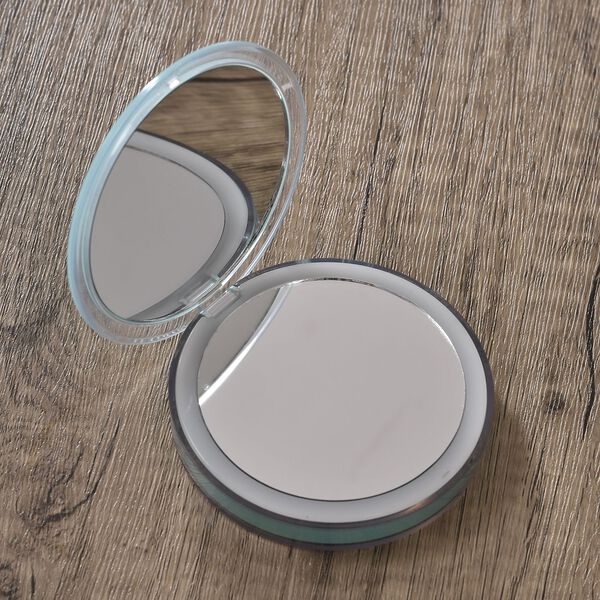 Wiederaufladbarer zweiseitiger LED-Schminkspiegel, 8.4x8.4x1.7cm, gr&uuml;n image number 1