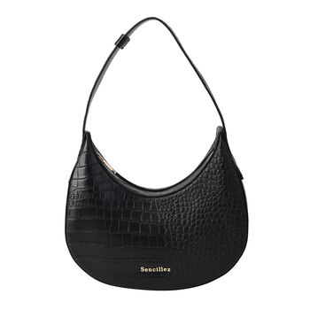 Sencillez Hobo Tasche aus echtem Leder, Gr&ouml;&szlig;e 27x7x14 cm, Schwarz