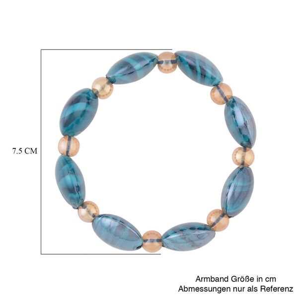 Champagner Kristall, Blaues Murano-Stil Glas Armband, Flexibel image number 2