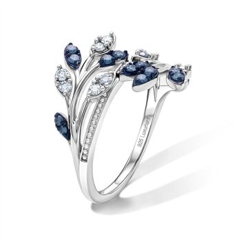 LUXURIANT DIAMOND - Lab Grown Blauer Diamant SI, Lab Grown Diamant Ring 925 Silber Rhodiniert (Gr&ouml;&szlig;e 17.00) ca. 1,29 ct