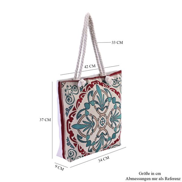 Jacquard gewebte Jute-Tasche, Suzani rot image number 11
