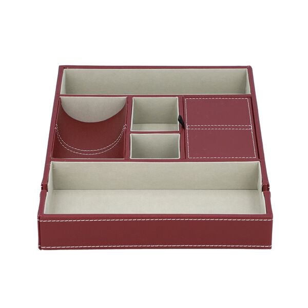 Schreibtisch Organizer mit 6 F&auml;chern, Smartphone und Brillenfach, Braun image number 3