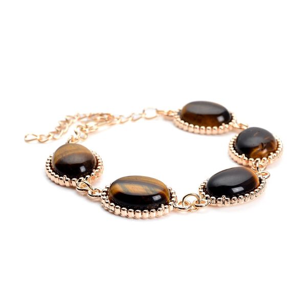 2er-Set, Gelbe Tigerauge-Ohrringe und Armband - 95 ct. image number 2