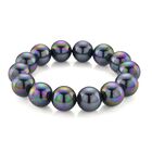 Pfau Muschelkernperle flexibles Armband, 18 cm