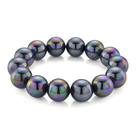 Pfau Muschelkernperle flexibles Armband, 18 cm