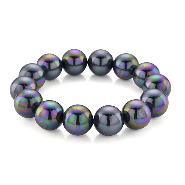 Pfau Muschelkernperle (15-17 mm) Armband flexibles (18.00-19.00 cm)