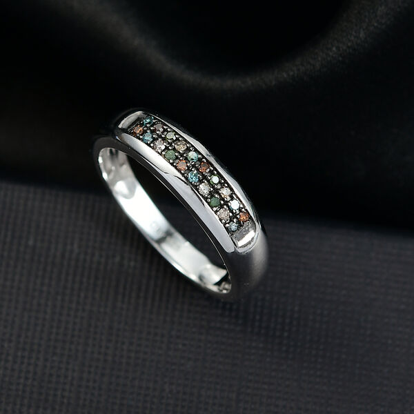 D'Joy Mehrfarbiger Diamant Ring 925 Silber rhodiniert (Größe 17.00) ca. 0.12 ct image number 2