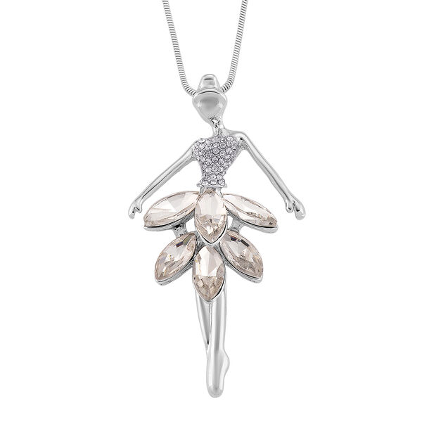 Wei&szlig;er Kristall Anh&auml;nger mit Kette ca. 63.5 cm + 5 cm Extender