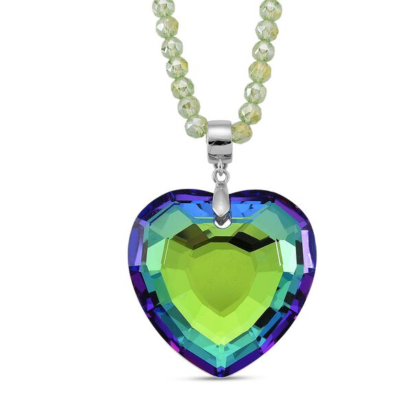 Gr&uuml;ner Magie Farbe Kristall Anh&auml;nger mit Kette ca. 60 cm + 5 cm Extender