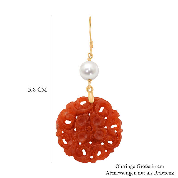 D'Joy rote Jade und chinesische Akoya-Perle Ohrringe image number 5