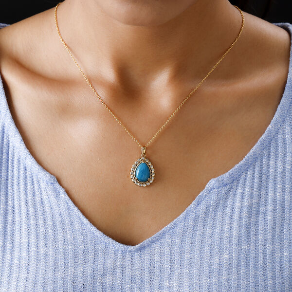 Opalina und Zirkon Halo-Anh&auml;nger in Silber image number 3