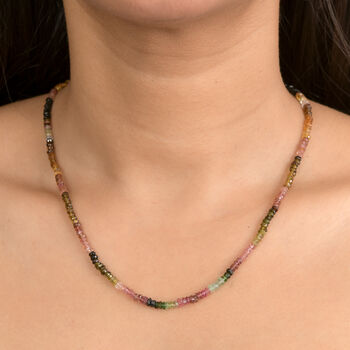 D'Joy Mehrfarbig-Turmalin Halskette ca. 45 cm + 5 cm Extender, 925 Silber rhodiniert ca. 40,00 ct.