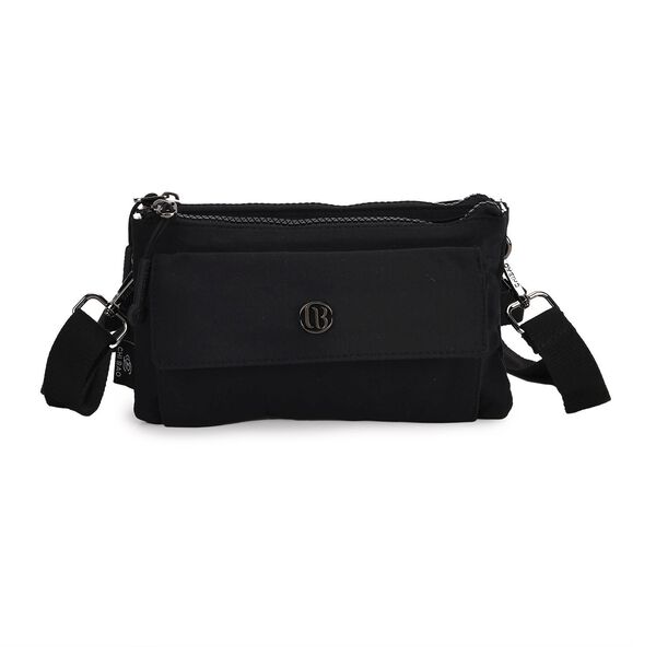 Crossbody-Tasche aus Nylon, mit mehreren Reißverschlussfächern und verstellbarem Schulterriemen, 20x12x3.5 cm, Taubenblau