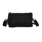 Crossbody-Tasche aus Nylon, mit mehreren Reißverschlussfächern und verstellbarem Schulterriemen, 20x12x3.5 cm, Schwarz