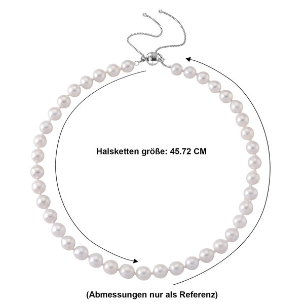 ONE TIME CLOSE OUT DEAL - Wei&szlig;e Edison Perle (9-10 mm) Halskette ca. Flexibles cm 316L Edelstahl image number 5