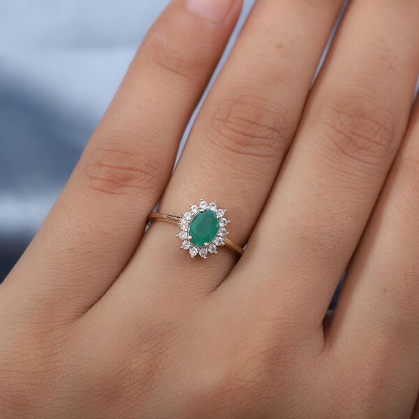 AAA Sambischer Smaragd und Zirkon Ring 375 Gold image number 3