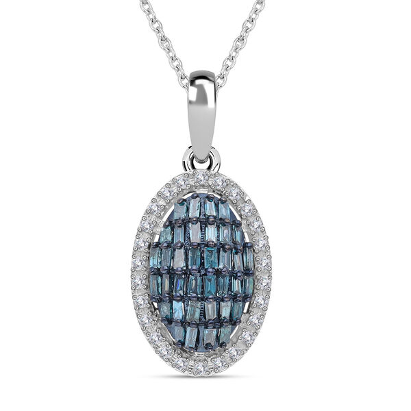 Blauer und wei&szlig;er Diamant-Anh&auml;nger mit 45 cm langer Kette - 0,50 Karat. image number 0