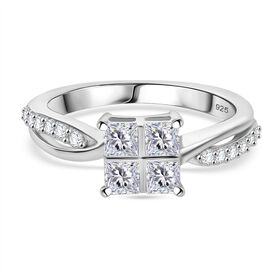 Moissanit Ring 925 Silber rhodiniert (Größe 20.00) ca. 0,82 ct