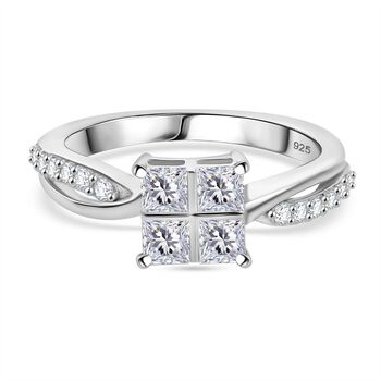 Moissanit Ring 925 Silber rhodiniert (Gr&ouml;&szlig;e 20.00) ca. 0,82 ct