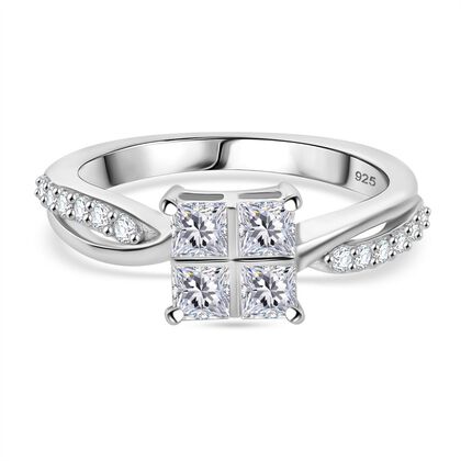 Moissanit Ring 925 Silber rhodiniert (Gr&ouml;&szlig;e 20.00) ca. 0,82 ct