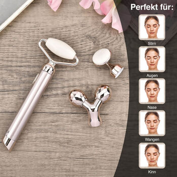 Serpentinenwei&szlig; Gesichtsroller-Massageger&auml;t mit Doppelkopf 2 Kugeln zur Hautstraffung und -festigung
