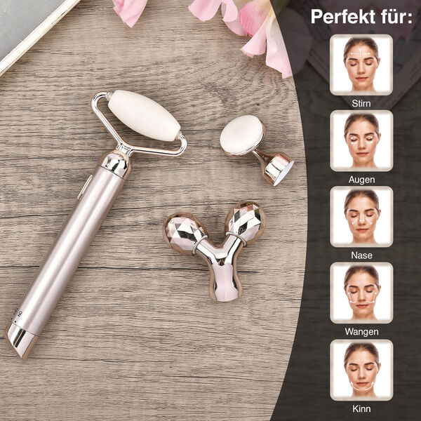 Serpentinenweiß Gesichtsroller-Massagegerät mit Doppelkopf 2 Kugeln zur Hautstraffung und -festigung image number 4