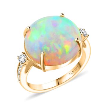 AAA Nat&uuml;rlicher, &auml;thiopischer Welo Opal, Wei&szlig;er Diamant Ring 585 Gold (Gr&ouml;&szlig;e 20.00) ca. 7,25 ct