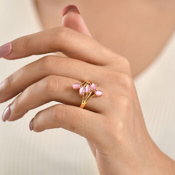 D'Joy Flamingo Mondstein Ring 925 Silber 750 Gelbgold vermeil (Gr&ouml;&szlig;e 17.00) ca. 3,75 ct