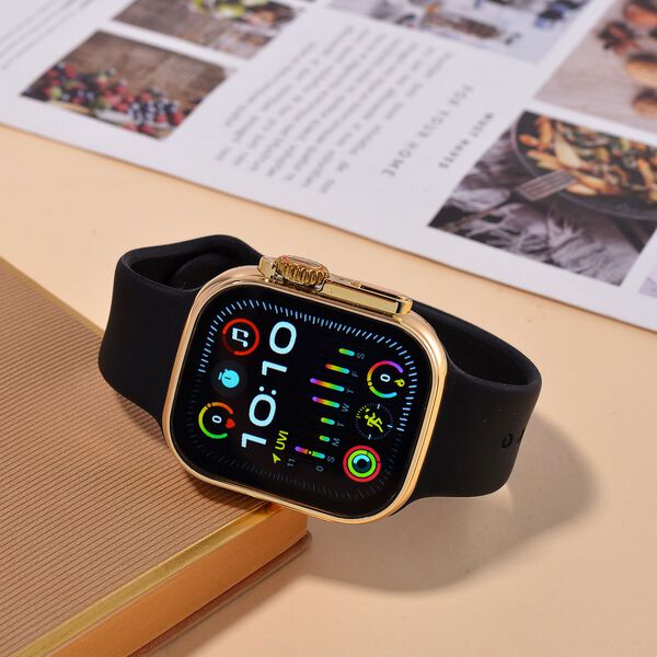 I20 Ultra 2 Max Suit - 10-in-1 Smartwatch-Komplettset mit Smartwatch, Gold-Drehkrone, Kopfh&ouml;rern, Displayschutz, Ladekabel und 7 Wechselarmb&auml;ndern, goldfarben image number 2