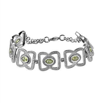 Nat&uuml;rliches Peridot Armband, ca. 19 cm, Edelstahl ca. 3.35 ct