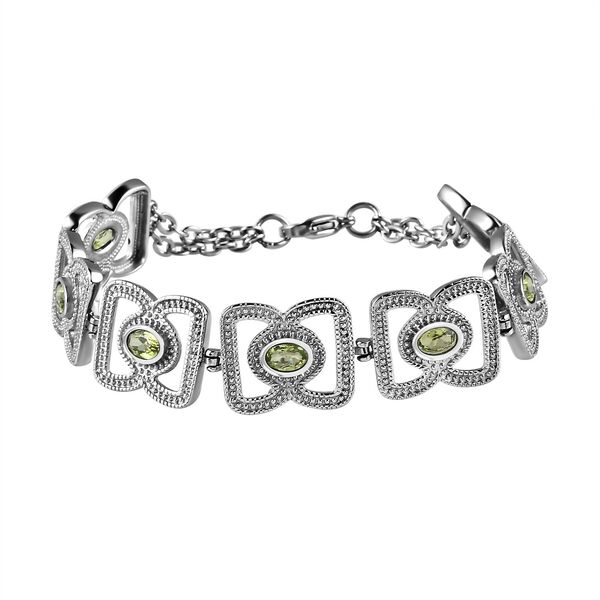 Nat&uuml;rliches Peridot Armband, ca. 19 cm, Edelstahl ca. 3.35 ct