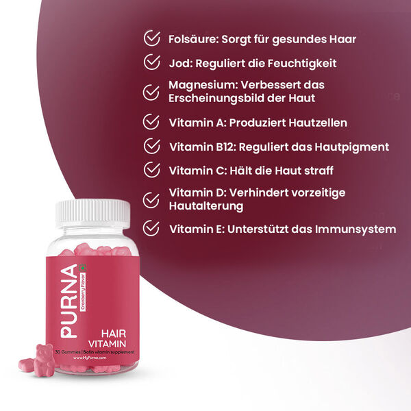PURNA flie&szlig;endes Haar Cranberry Biotin Erg&auml;nzung 30 Drops f&uuml;r Erwachsene und Kinder image number 4