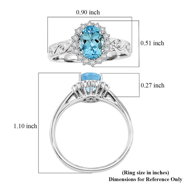 AAA Santamaria Aquamarin, Wei&szlig;er Diamant Ring 585 Gold (Gr&ouml;&szlig;e 18.00) ca. 1,50 ct image number 5